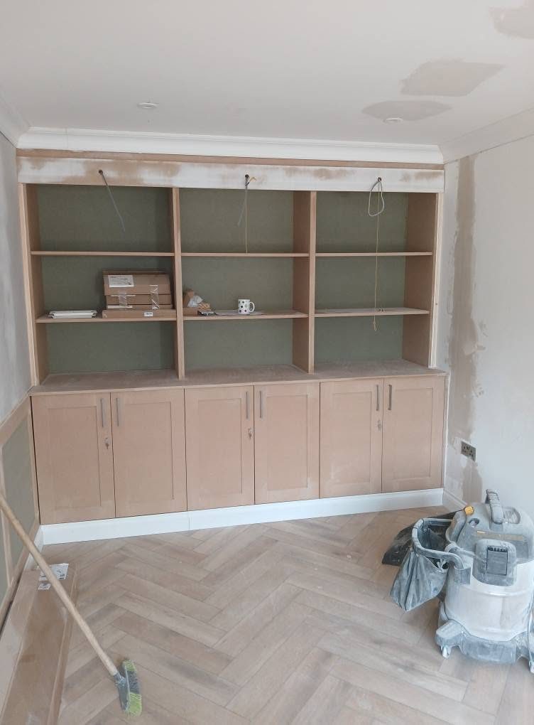 Bespoke fitted shelving and cabinetry unit